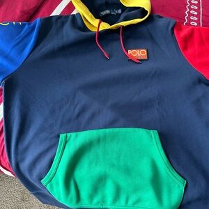 🔥🔥 Rare Polo by Ralph Lauren Yellow and Black Hoodie/Jogger Pants matching hat